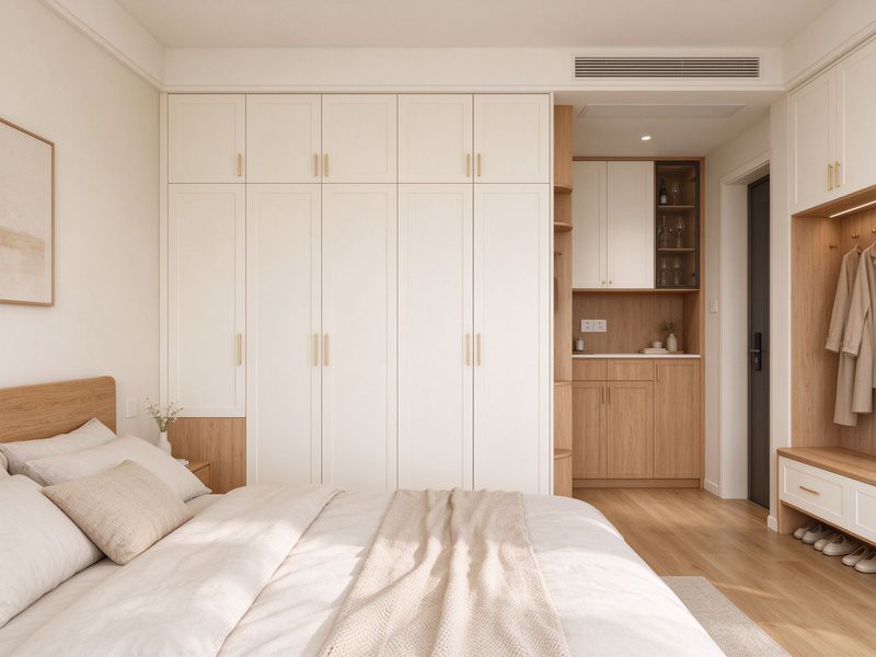 哈尔滨招商贝肯山128㎡全屋定制多少钱？三室奶油原木落地